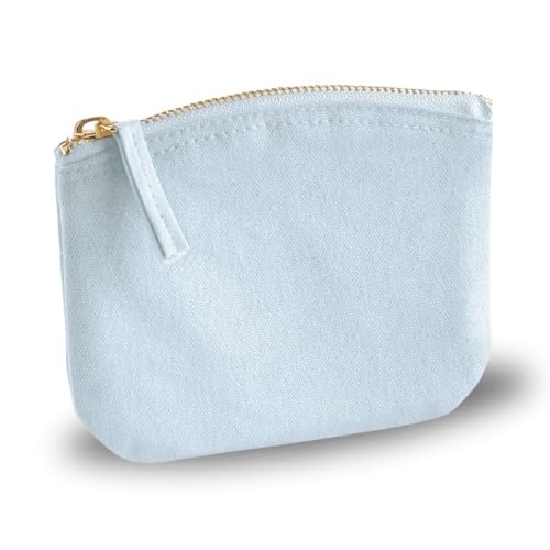 AIMA Kosmetiktasche aus Bio-Baumwolle, Mehrzweck-Tasche mit goldenem Reißverschluss, Organizer Koffer, Tasche, Federmäppchen, personalisierbar - 14,5 x 11 cm, Pastel Blue AIMA Kosmetiktasche aus Bio-Baumwolle, Mehrzweck-Tasche mit goldenem Reißverschluss, Organizer Koffer, Tasche, Federmäppchen, personalisierbar - 14,5 x 11 cm, Pastel Blue von AIMA