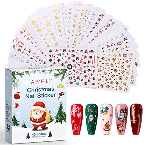 AIMEILI 40 Blatt Nagelsticker Weihnachten 3D Nail Art Sticker Weihnachten Christmas Stickers für Nails Xmas Nail Art Decorations AIMEILI 40 Blatt Nagelsticker Weihnachten 3D Nail Art Sticker Weihnachten Christmas Stickers für Nails Xmas Nail Art Decorations von AIMEILI
