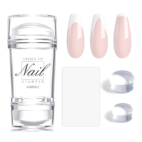 AIMEILI French Tips Nail Stamper 4PCS Nagel Stempel Silikon French Doppelend Clear Stamper Jelly für Stamping & French Nails DIY Maniküre von AIMEILI