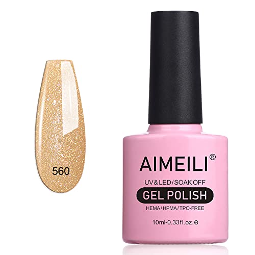 AIMEILI Gel Nagellack Nude Braun Shimmer Jelly Gel Nail Polish Soak Off UV LED Transparent Nagellack UV Nagellack Nudefarben - (560) 10ml von AIMEILI