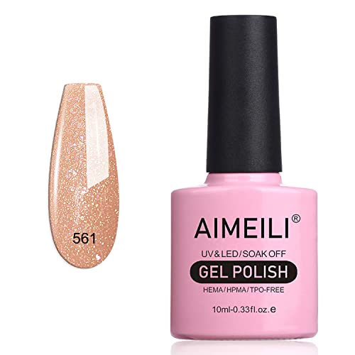 AIMEILI Gel Nagellack Nude Braun Shimmer Jelly Gel Nail Polish Soak Off UV LED Transparent Nagellack UV Nagellack Nudefarben - (561) 10ml von AIMEILI