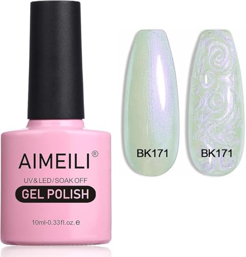 AIMEILI Gel Nagellack Perl Effekt, Transparent Perl Schimmer Glänzend Glitzer Gel UV LED Soak Off Pearl Nail Polish - 10ml AIMEILI Gel Nagellack Perl Effekt, Transparent Perl Schimmer Glänzend Glitzer Gel UV LED Soak Off Pearl Nail Polish - 10ml von AIMEILI