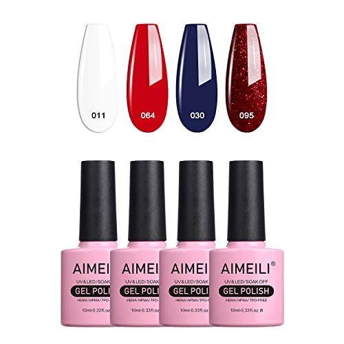 AIMEILI Gel Polish Set UV LED Gellack mehrfarbig ablösbarer Gel Nagellack Gel Nail Polish Nude Set - 4 x 10ml - Kit 33 von AIMEILI