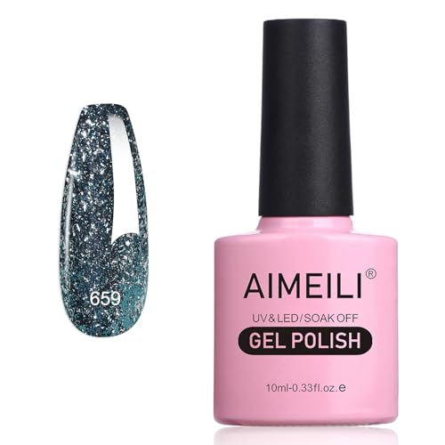 AIMEILI Glitzer Gel Nagellack UV LED Mit Glitzerpartikel Sparkle Nail Polish Luminous 10ml - 659 von AIMEILI
