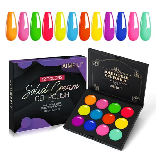 AIMEILI Solid Gel Für Nägel 12 Farben Solid Cream Gel Nail Polish Soak Off UV LED Fester UV Gel Nagellack Solid Gel Nail Set 21 von AIMEILI