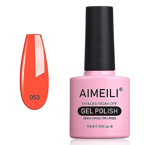 AIMEILI UV LED Gellack ablösbarer Gel Nagellack Gel Nail Polish - Neon Orange Zest (053) 10ml von AIMEILI