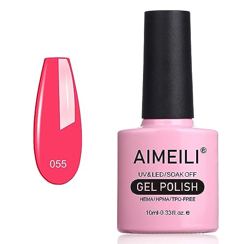 AIMEILI UV LED Gellack ablösbarer Gel Nagellack Gel Nail Polish - Neon Shocking Pink (055) 10ml von AIMEILI