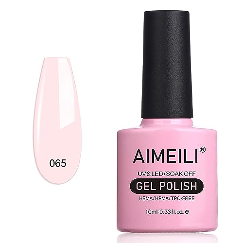 AIMEILI UV LED Gellack ablösbarer Gel Nagellack Rosa Gel Nail Polish - Clear Pink Nude (065) 10ml von AIMEILI