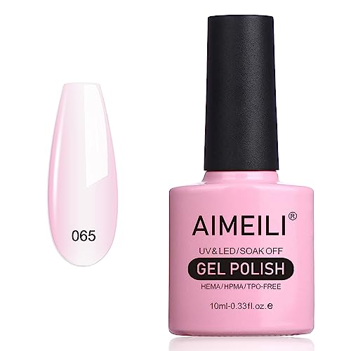 AIMEILI UV LED Gellack ablösbarer Gel Nagellack Rosa Gel Nail Polish - Clear Pink Nude (065) 10ml von AIMEILI