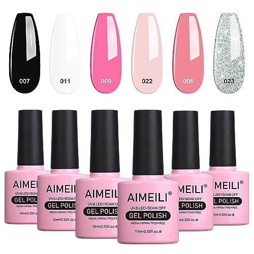 AIMEILI UV LED Gellack mehrfarbig ablösbarer Gel Nagellack Gel Nail Polish Set - 6 x 10ml - Kit Nummer 1 von AIMEILI