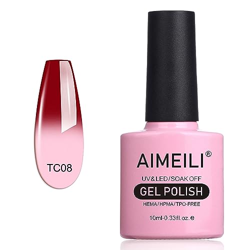 AIMEILI UV LED Nagellack Thermo Gellack ablösbarer Temperatur Farbwechsel Gel Nagellack Gel Polish - Red Horizon (TC08) 10ml von AIMEILI