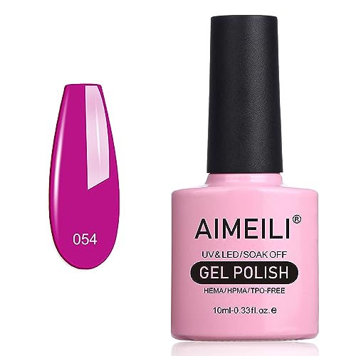 AIMEILI UV LED Gellack Gel Nagellack Gel Nail Polish - Neon Purple Grape (054) 10ml von AIMEILI