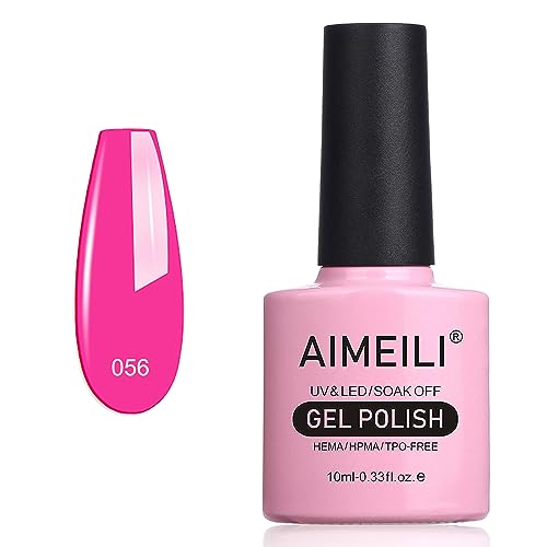 AIMEILI UV LED Gellack ablösbarer Gel Nagellack Gel Nail Polish - Neon Peachy Pink (056) 10ml von AIMEILI