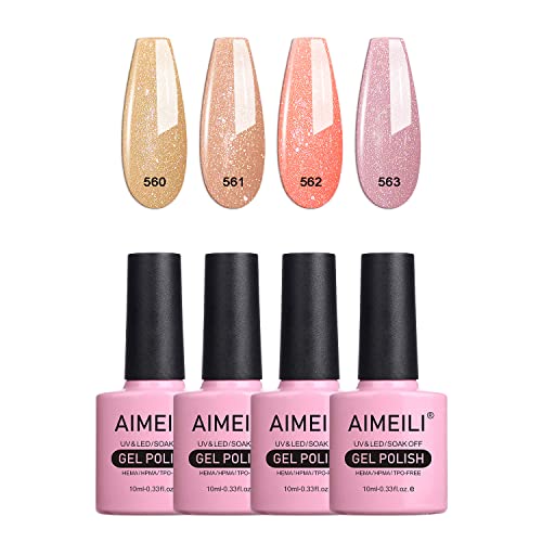 AIMEILI UV LED Gellack mehrfarbig ablösbarer Gel Nagellack Nude Gel Nail Polish Set 4 x 10ml (KIT4-30) von AIMEILI