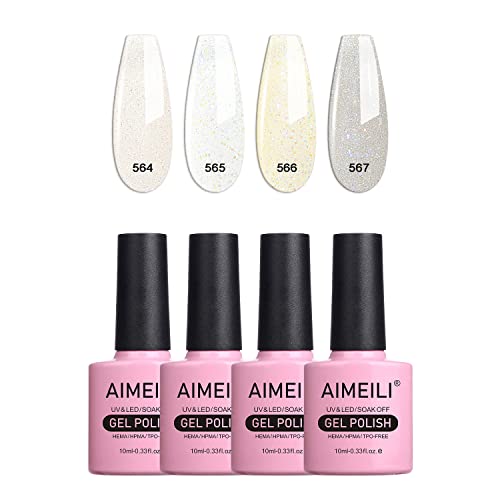 AIMEILI UV LED Gellack mehrfarbig ablösbarer Gel Nagellack Nude Gel Nail Polish Set 4 x 10ml (KIT4-31) von AIMEILI