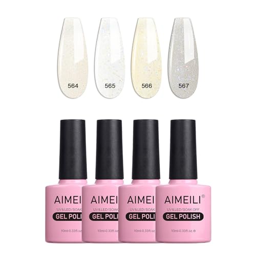 AIMEILI UV LED Gellack mehrfarbig ablösbarer Gel Nagellack Nude Gel Nail Polish Set 4 x 10ml (KIT4-31) von AIMEILI