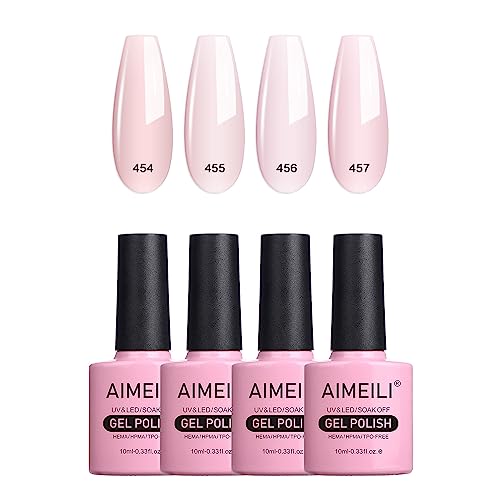 AIMEILI UV LED Gellack mehrfarbig ablösbarer Gel Nagellack Nude Gel Nail Polish Set - 4 x 10ml - Kit Nummer 20 von AIMEILI