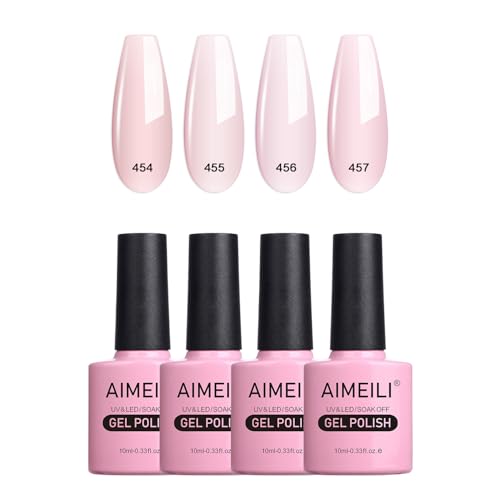AIMEILI UV LED Gellack mehrfarbig ablösbarer Gel Nagellack Nude Gel Nail Polish Set - 4 x 10ml - Kit Nummer 20 von AIMEILI