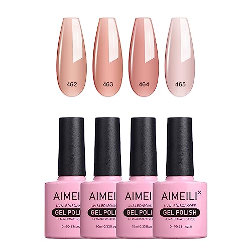 AIMEILI UV LED Gellack mehrfarbig ablösbarer Gel Nagellack Nude Gel Nail Polish Set - 4 x 10ml - Kit Nummer 22 von AIMEILI