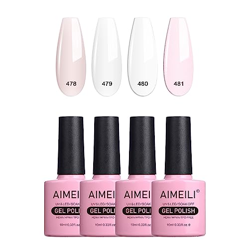 AIMEILI UV LED Gellack mehrfarbig ablösbarer Gel Nagellack Nude Gel Nail Polish Set - 4 x 10ml - Kit Nummer 26 von AIMEILI