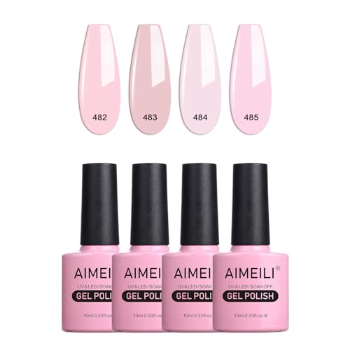 AIMEILI UV LED Gellack mehrfarbig ablösbarer Gel Nagellack Nude Gel Nail Polish Set - 4 x 10ml - Kit Nummer 27 von AIMEILI