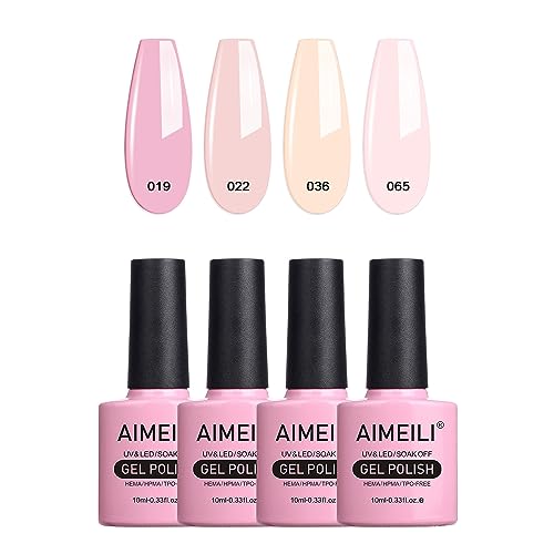 AIMEILI UV LED Gellack mehrfarbig ablösbarer Gel Nagellack Pastell Gel Nail Polish Set - 4 x 10ml - Kit Nummer 17 von AIMEILI