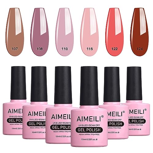 AIMEILI UV LED Gellack mehrfarbig ablösbarer Gel Nagellack Set Gel Nail Polish Kit - 6 x 10ml - Set Nummer 30 von AIMEILI