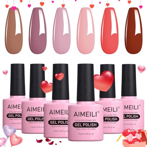 AIMEILI UV LED Gellack mehrfarbig ablösbarer Gel Nagellack Set Gel Nail Polish Kit - 6 x 10ml - Set Nummer 30 von AIMEILI