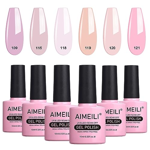 AIMEILI UV LED Gellack mehrfarbig ablösbarer Gel Nagellack Set Gel Nail Polish Kit - 6 x 10ml - Set Nummer 31 von AIMEILI