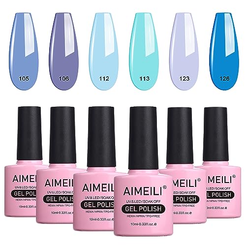 AIMEILI UV LED Gellack mehrfarbig ablösbarer Gel Nagellack Set Gel Nail Polish Kit - 6 x 10ml - Set Nummer 32 von AIMEILI
