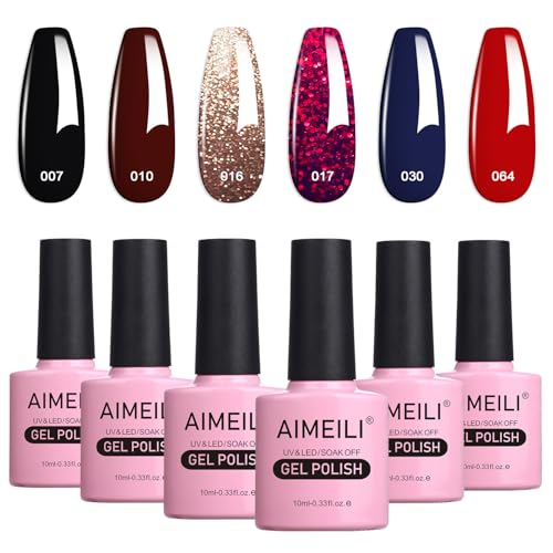 AIMEILI UV LED Gellack mehrfarbig ablösbarer Gel Nagellack Gel Nail Polish Set - 6 x 10ml - Kit Nummer 21 von AIMEILI