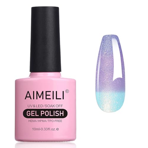 AIMEILI UV Nagellack Thermo, Nagellack Temperatur Farbwechsel Soak Off Gel Nagellack Chameleon Changing Color Gel Nail Polish 10ml - 003 von AIMEILI