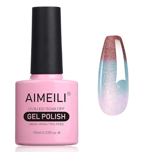 AIMEILI UV Nagellack Thermo, Nagellack Temperatur Farbwechsel Soak Off Gel Nagellack Chameleon Changing Color Gel Nail Polish 10ml - 004 von AIMEILI