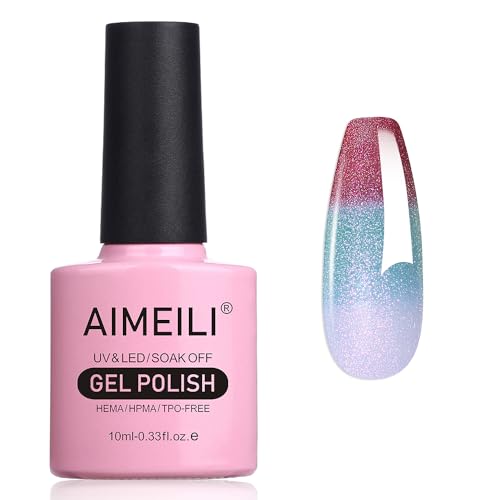 AIMEILI UV Nagellack Thermo, Nagellack Temperatur Farbwechsel Soak Off Gel Nagellack Chameleon Changing Color Gel Nail Polish 10ml - 005 von AIMEILI