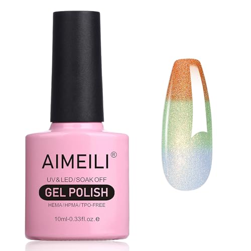 AIMEILI UV Nagellack Thermo, Nagellack Temperatur Farbwechsel Soak Off Gel Nagellack Chameleon Changing Color Gel Nail Polish 10ml - 006 von AIMEILI