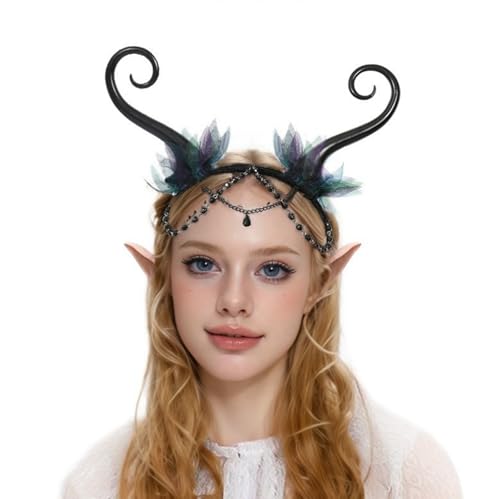 AIMEJZM Fee Elfe Blume Stirnband Hirsch Gothic Stirnbänder Kopfstück für Frauen Renaissance Cosplay Zubehör von AIMEJZM