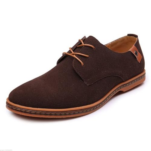 AIMENJOY Anzugschuhe Herren Business Schuhe Klassischer Schnürschuhe Nubuk Derby Leder Hochzeit Brogue 38-48 EU (Brown,43) von AIMENJOY