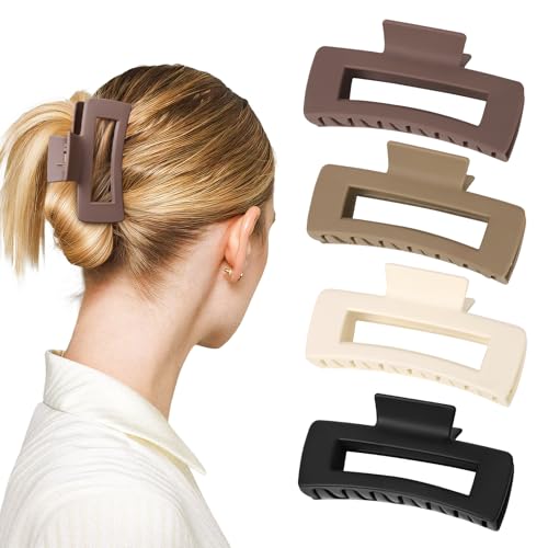 AIMIKE 4 Stück Haarklammer Groß, 11 cm Kunststoff Rutschfester Haarspangen Damen Haar mit Starkem Halt, groß Haarklammern Haarstyling-Zubehör für Damen Mädchen dickes und dünnes Haar, Matte von AIMIKE