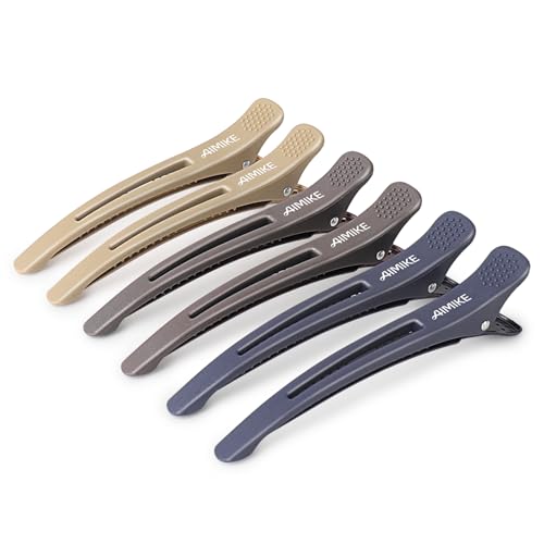 AIMIKE 6 Haarklammern, Haarclips zum Stylen und Schneiden, Abteilklammern Friseur Hair Clips Damen, No Trace Haarklammer mit Silikonband, Haarklammern Friseurbedarf für Dickes & Dünnes Haar- Neutral von AIMIKE