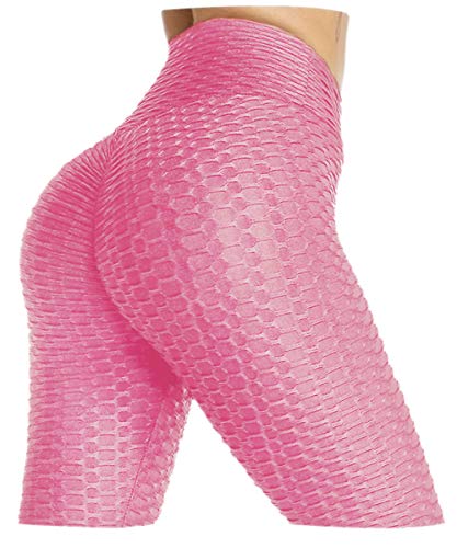 Aimilia Damen-Leggings, sexy, hohe Taille, Yogahose, Booty Scrunch, Bauchkontrolle, für: Workout, Laufen, elastische Sporthose Gr. L, rose von AIMILIA
