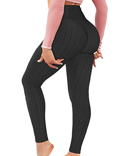 AIMILIA Leggins zum Anheben von Po, Anti-Cellulite-Leggings für Frauen, hohe Taille, Yogahose, Workout, Bauchkontrolle, Sportstrumpfhose - Schwarz - Mittel von AIMILIA