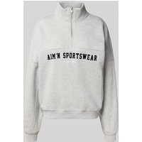 AIMN Sweatshirt mit Label-Stitching Modell 'Varsity' in Hellgrau Melange, Größe M von AIMN