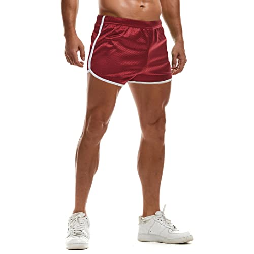 AIMPACT 3 Zoll Shorts Herren Fitness Training Bodybuilding Retro Schnelltrocknend Kurz Hose (WeinRot S) von AIMPACT