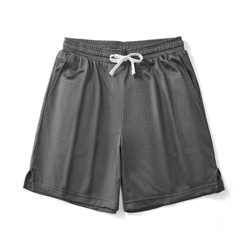 AIMPACT Basketball Shorts Herren 6 Inch Mesh Sport Shorts Herren Atmungsaktive Jogginghose Kurz (Grau-L) von AIMPACT