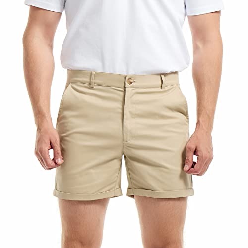 AIMPACT Chino Shorts Herren Stretch Chinoshorts Komfortabel Freizeithose Kurz (Khaki 32) von AIMPACT