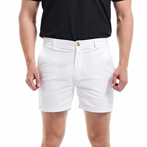 AIMPACT Chino Shorts Herren Stretch Chinoshorts Komfortabel Freizeithose Kurz (Weiß 32) von AIMPACT