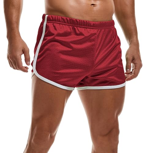 AIMPACT Sport Shorts Herren 3 Inch Turnhose Herren Kurz Mesh Atmungsaktiv Bodybuilding Shorts Fitness Training Sporthose (Rotwein-XXL) von AIMPACT