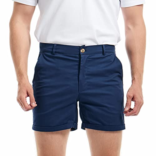 AIMPACT Freizeithose Herren Kurz Baumwolle Casual Chino Shorts(Dunkelblau 34) New von AIMPACT