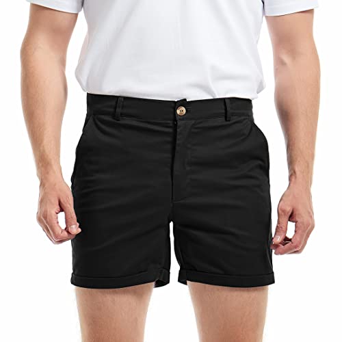 AIMPACT Freizeithose Herren Kurz Baumwolle Casual Chino Shorts (Schwarz 34) von AIMPACT