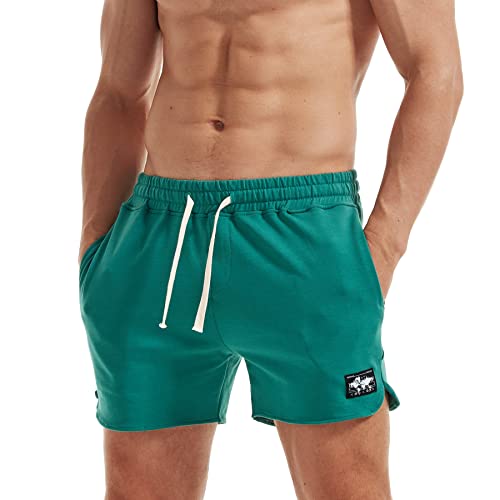 AIMPACT Herren Athletic Shorts Bodybuilding Workout Baumwolle Gym Shorts mit Taschen, Amgreen, XL von AIMPACT